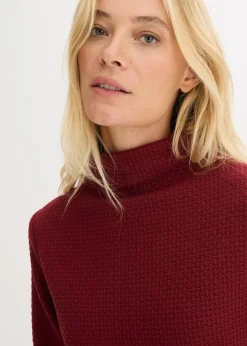 bonprix bonprix Sudadera con cuello alto Rojo rubí Outlet