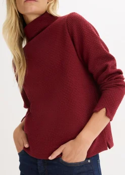 bonprix bonprix Sudadera con cuello alto Rojo rubí Outlet