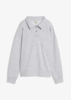 bonprix bonprix Sudadera con tachuelas Gris claro jaspeado Online