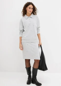 bonprix bonprix Sudadera con tachuelas Gris claro jaspeado Online