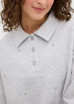 bonprix bonprix Sudadera con tachuelas Gris claro jaspeado Online