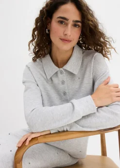 bonprix bonprix Sudadera con tachuelas Gris claro jaspeado Online