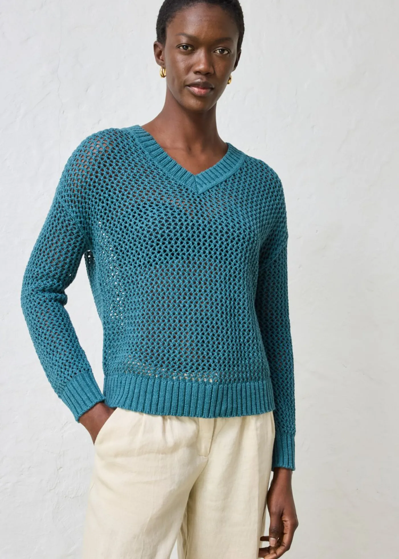 bonprix bonprix Sudadera de ajour de mezcla de lino ligero verde pimiento Best