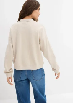 bonprix bonprix Sudadera de algodón orgánico puro Gris claro Outlet