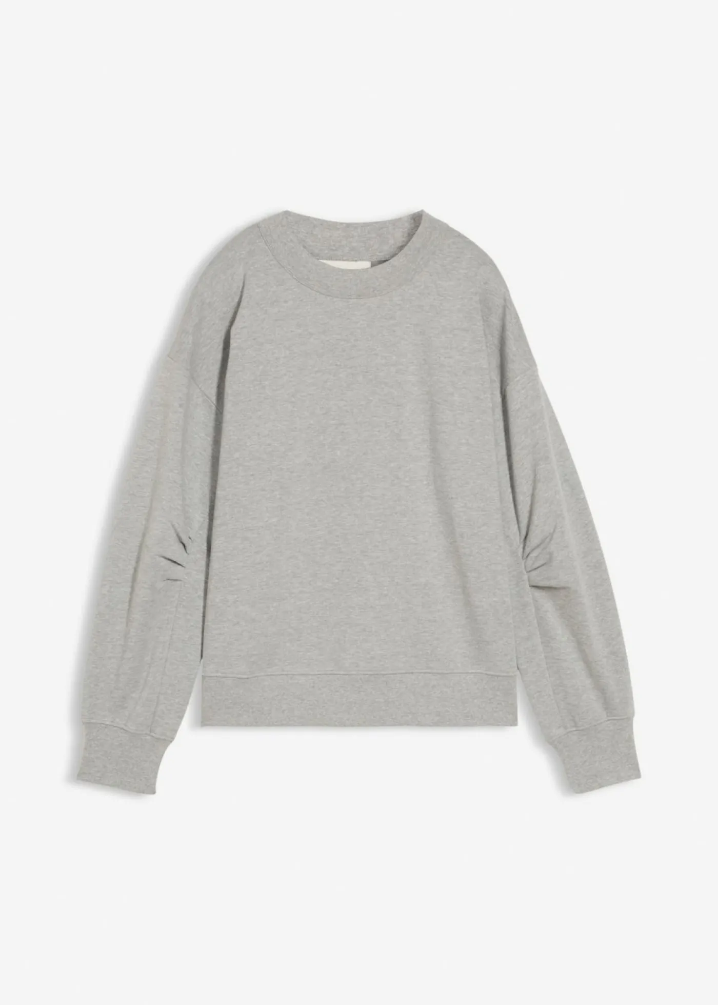 bonprix bonprix Sudadera de algodón orgánico con cuello ancho de canalé gris claro jaspeado moteado Hot