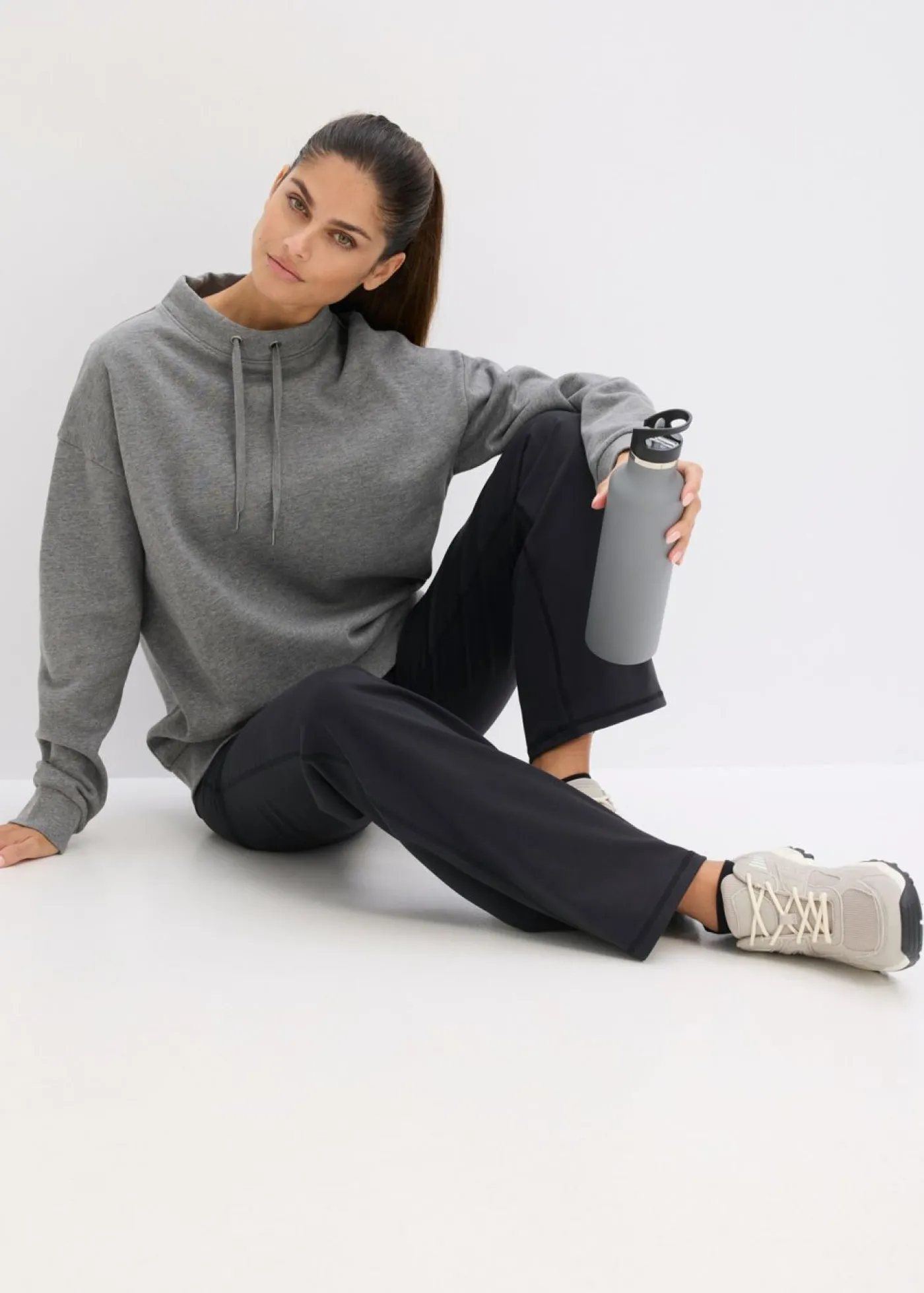 bonprix bonprix Sudadera de algodón orgánico puro gris jaspeado moteado Clearance