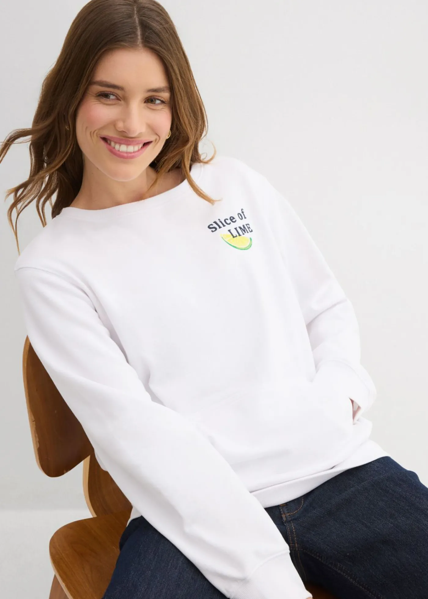 bonprix bonprix Sudadera de algodón puro Blanco Best