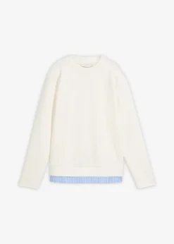 bonprix bonprix Sudadera de algodón puro blanco lana/azul provenzal Best