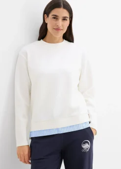 bonprix bonprix Sudadera de algodón puro blanco lana/azul provenzal Best