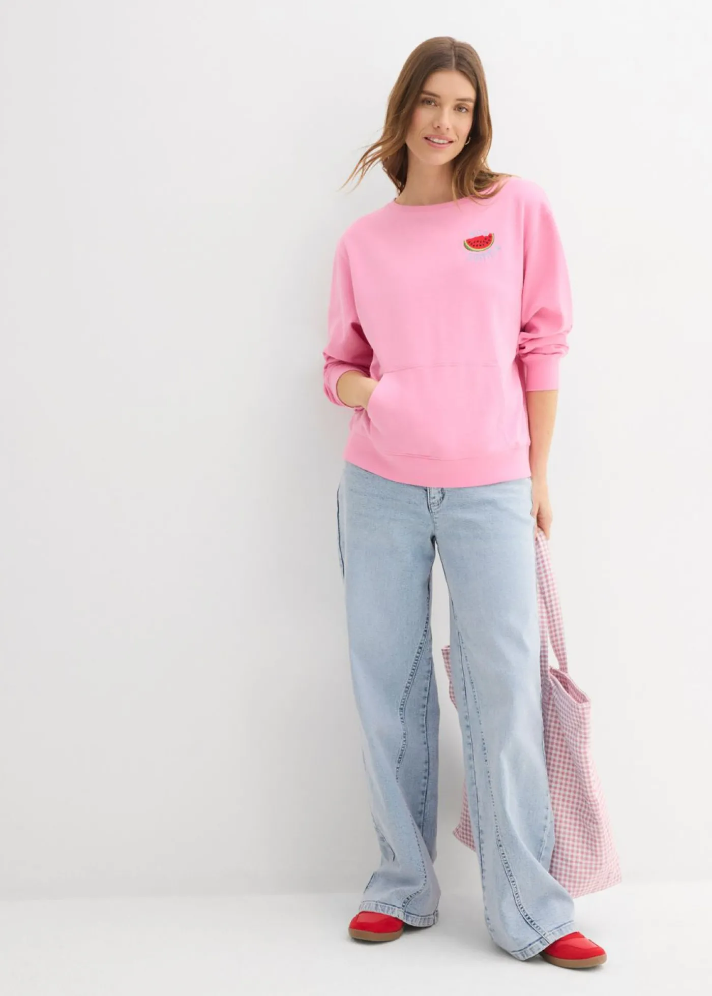 bonprix bonprix Sudadera de algodón puro Rosa Sale