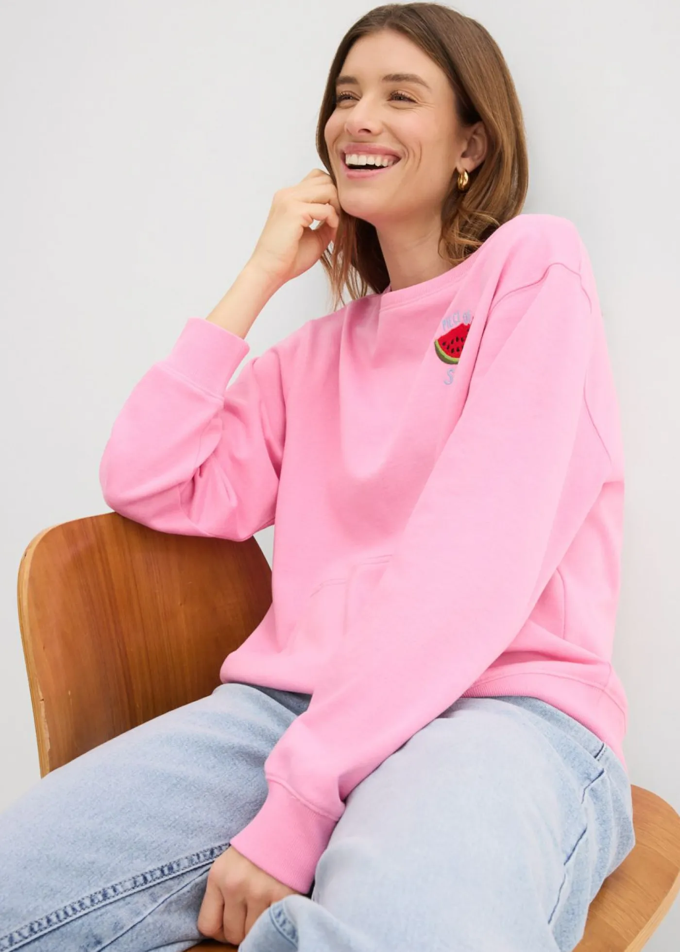 bonprix bonprix Sudadera de algodón puro Rosa Sale
