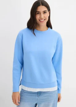 bonprix bonprix Sudadera de algodón puro azul provenzal-blanco lana Online