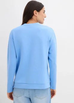 bonprix bonprix Sudadera de algodón puro azul provenzal-blanco lana Online
