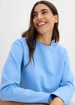 bonprix bonprix Sudadera de algodón puro azul provenzal-blanco lana Online