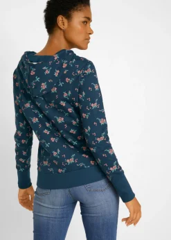 bonprix bonprix Sudadera de algodón puro con capucha y cordones Azul oscuro Discount