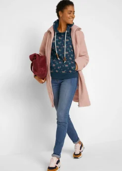 bonprix bonprix Sudadera de algodón puro con capucha y cordones Azul oscuro Discount