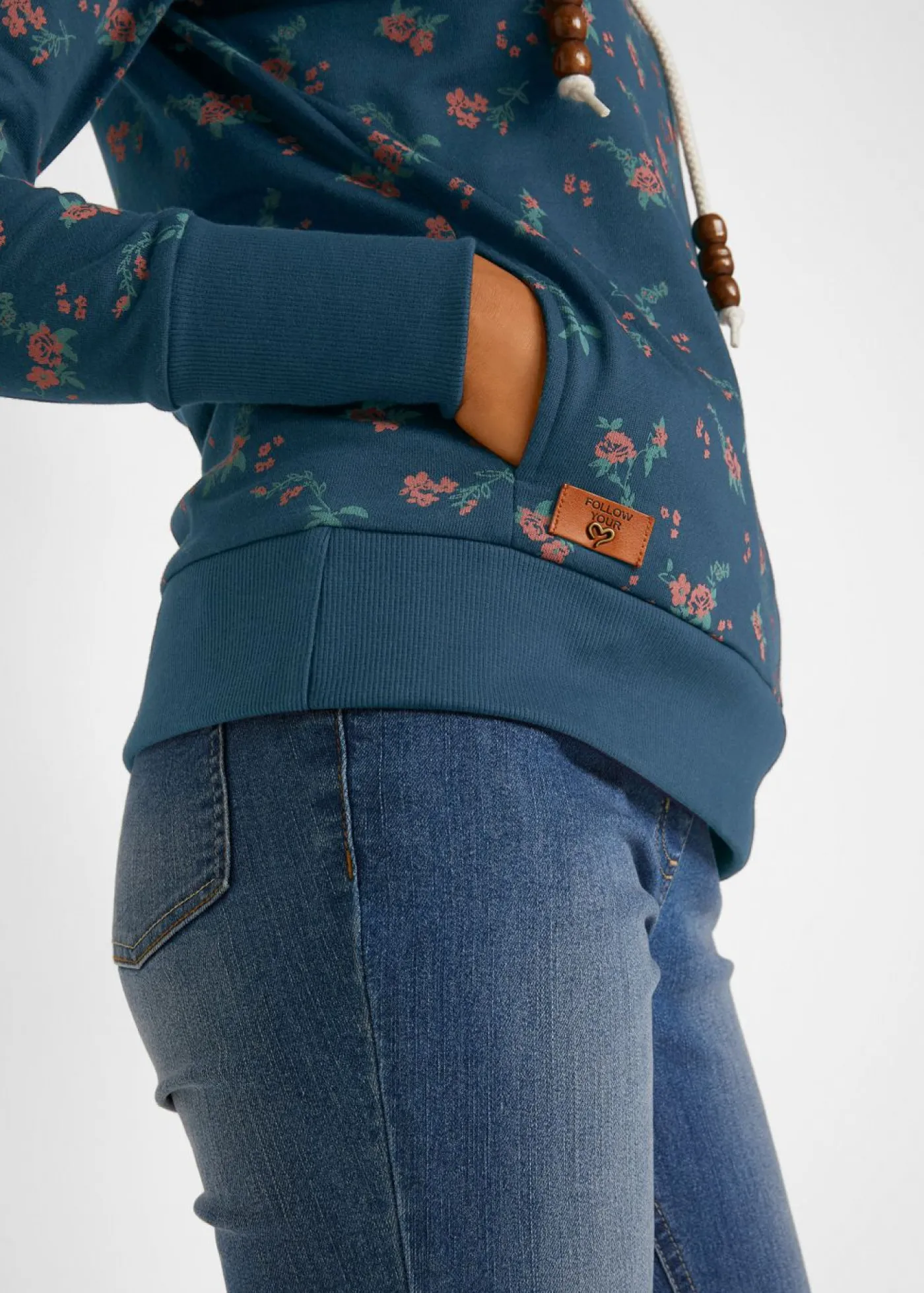 bonprix bonprix Sudadera de algodón puro con capucha y cordones Azul oscuro Discount