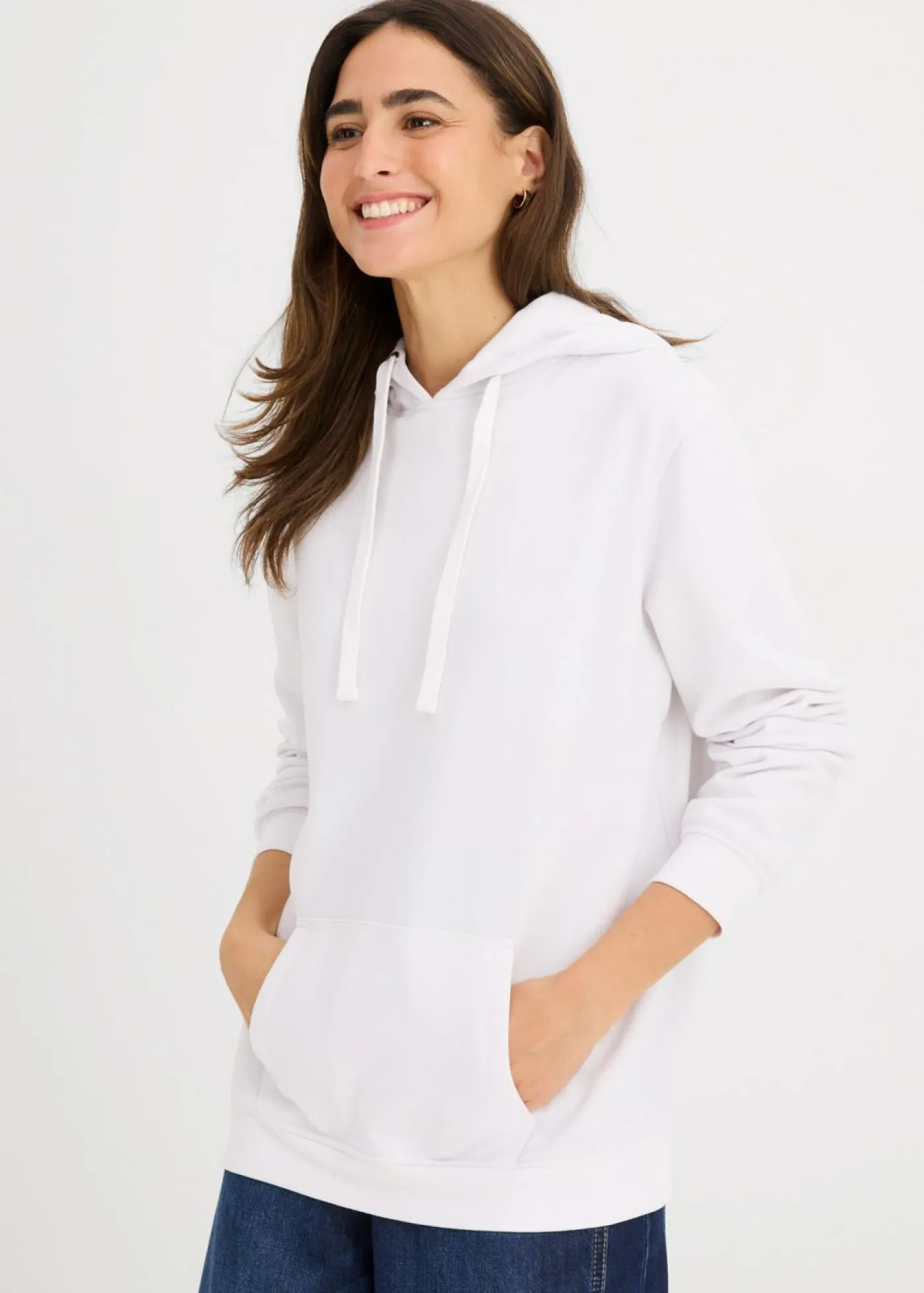 bonprix bonprix Sudadera de felpa suave Blanco Clearance