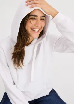 bonprix bonprix Sudadera de felpa suave Blanco Clearance