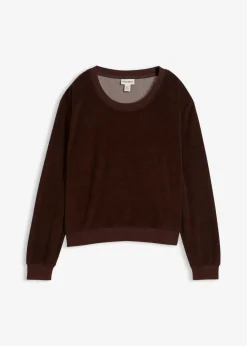 bonprix bonprix Sudadera de felpa suave Marrón oscuro