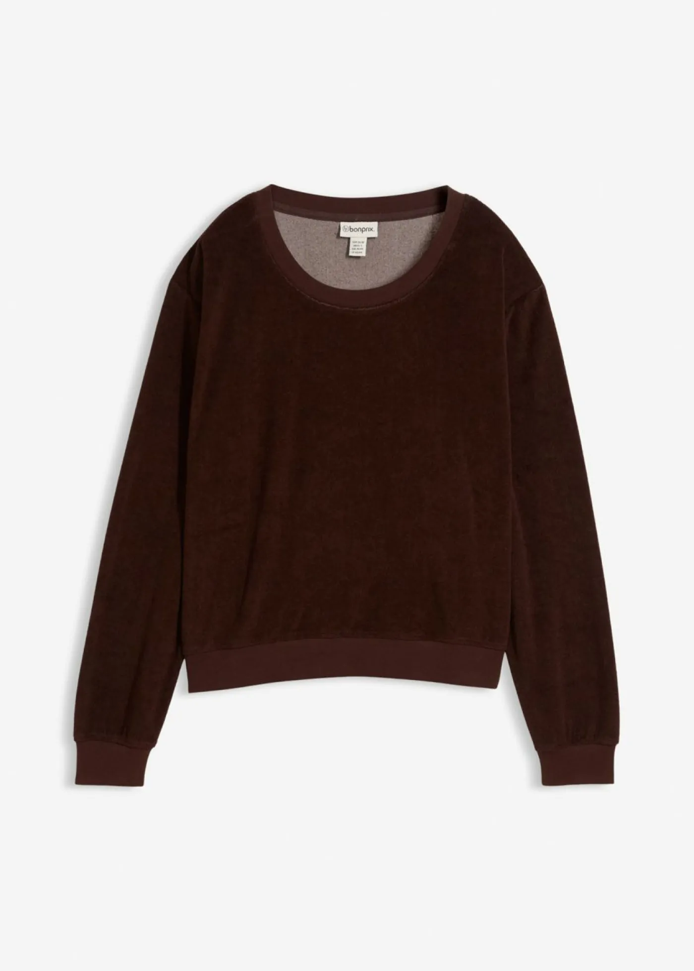 bonprix bonprix Sudadera de felpa suave Marrón oscuro