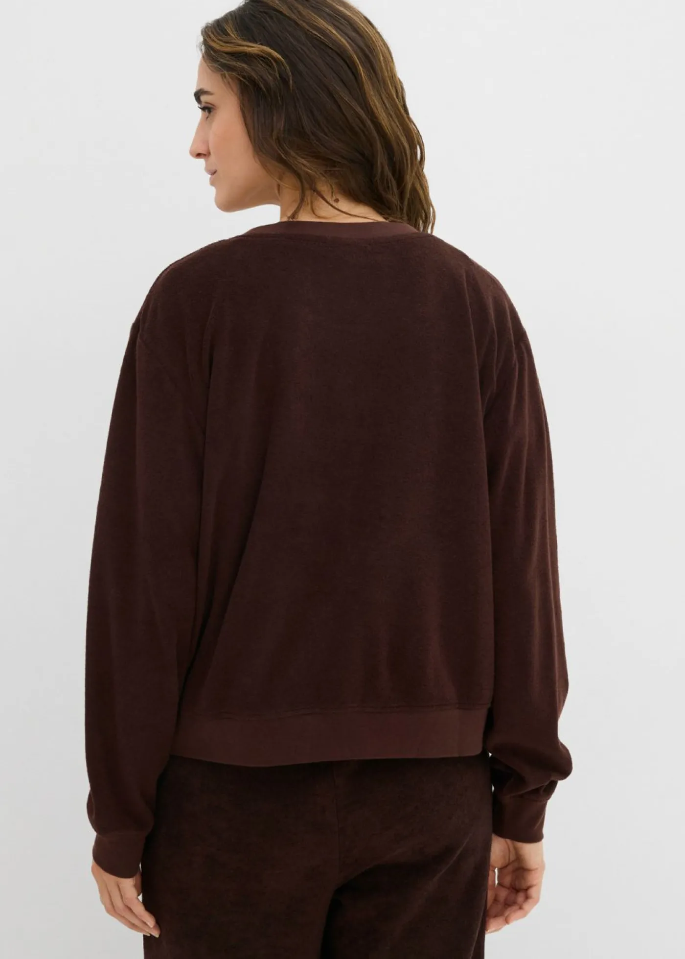 bonprix bonprix Sudadera de felpa suave Marrón oscuro