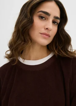 bonprix bonprix Sudadera de felpa suave Marrón oscuro