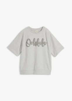 bonprix bonprix Sudadera de mezcla de algodón Gris claro jaspeado-gris Online