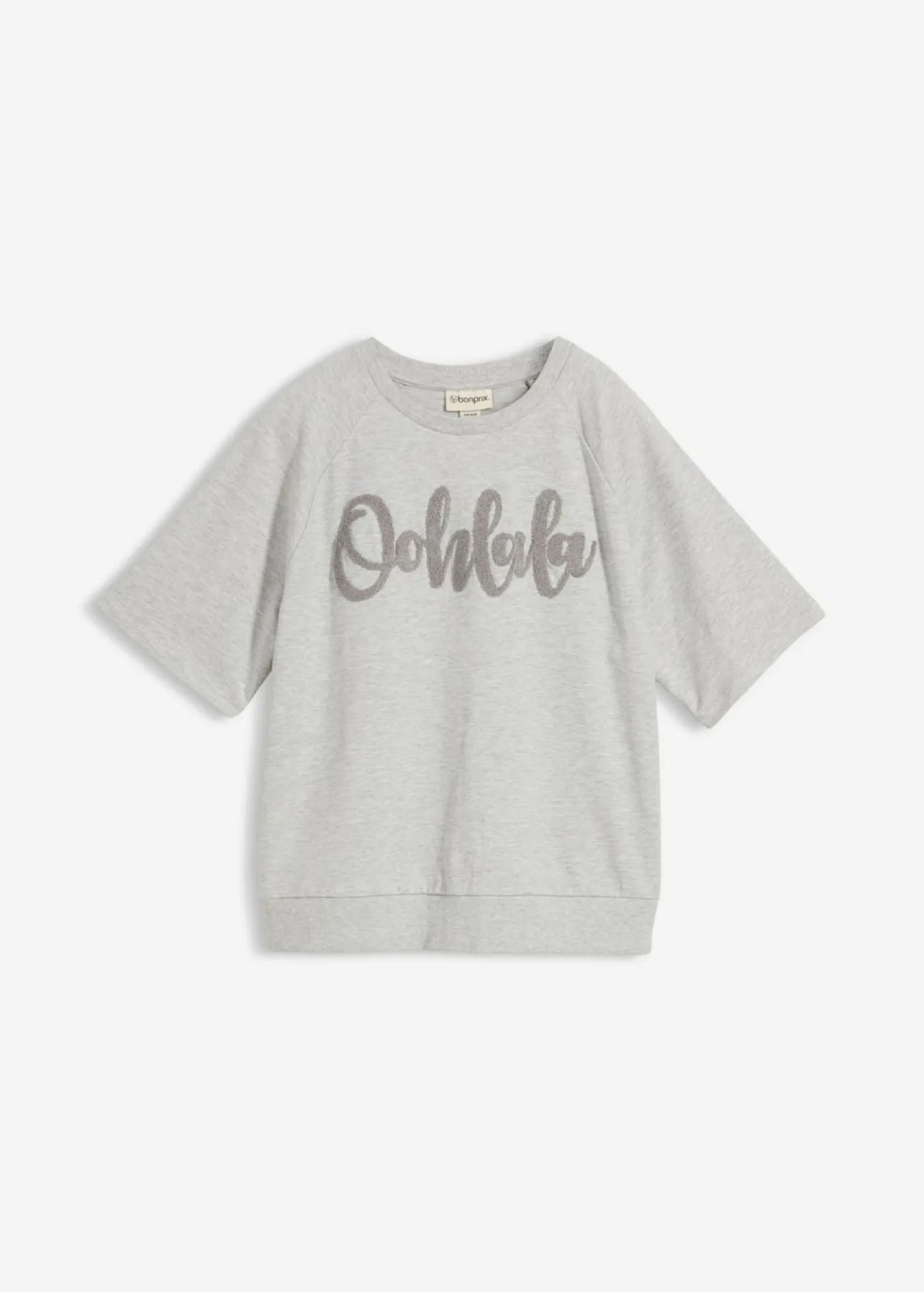 bonprix bonprix Sudadera de mezcla de algodón Gris claro jaspeado-gris Online