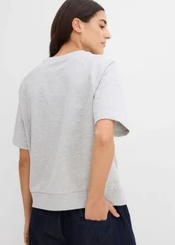 bonprix bonprix Sudadera de mezcla de algodón Gris claro jaspeado-gris Online