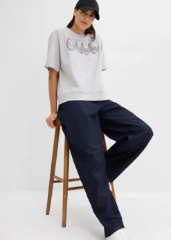 bonprix bonprix Sudadera de mezcla de algodón Gris claro jaspeado-gris Online