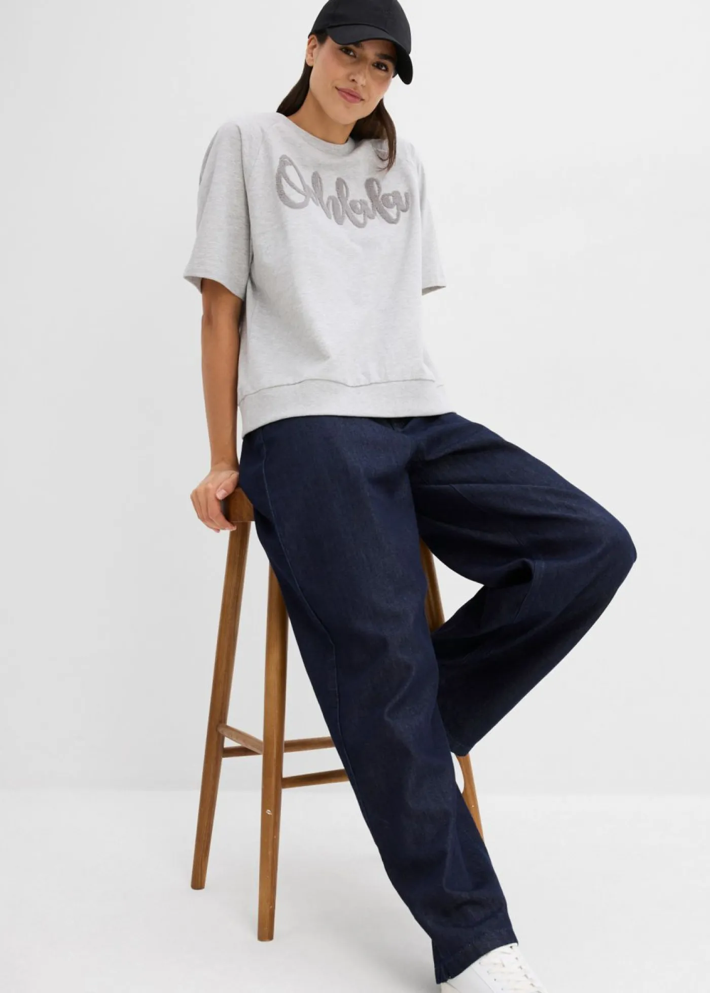 bonprix bonprix Sudadera de mezcla de algodón Gris claro jaspeado-gris Online