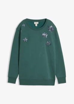 bonprix bonprix Sudadera de mezcla de algodón verde mate New