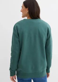 bonprix bonprix Sudadera de mezcla de algodón verde mate New