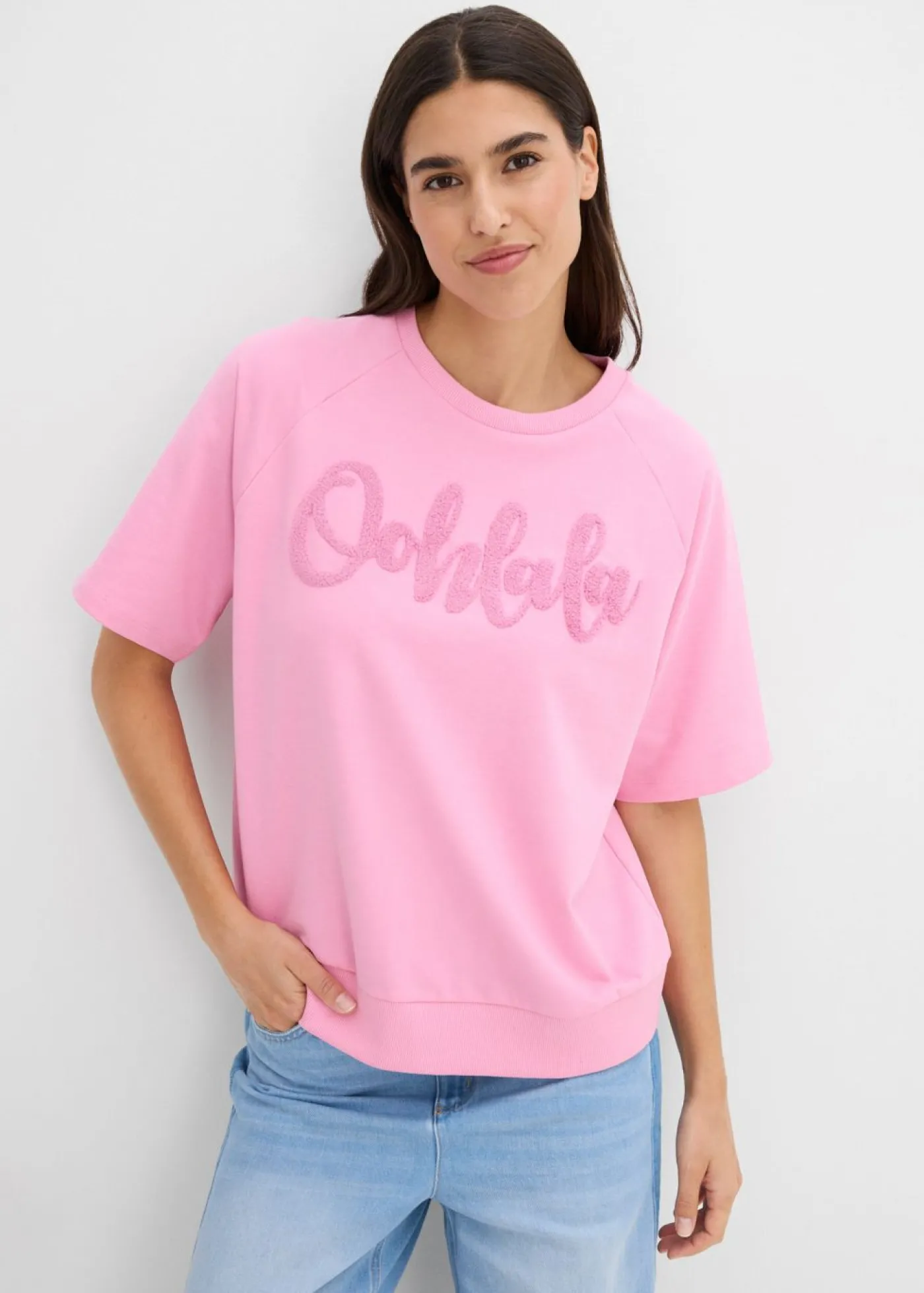 bonprix bonprix Sudadera de mezcla de algodón rosa-orquídea ahumado