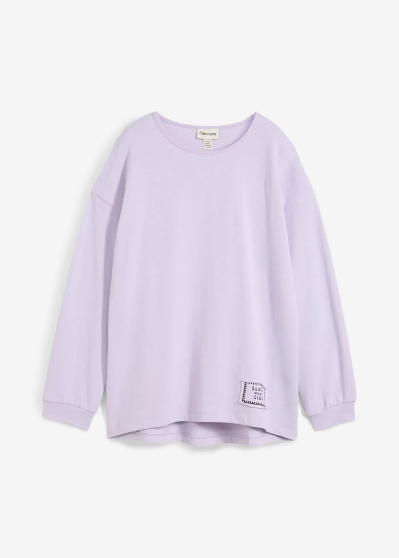 bonprix bonprix Sudadera de mezcla de algodón con bajo asimétrico lila pastel