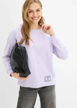 bonprix bonprix Sudadera de mezcla de algodón con bajo asimétrico lila pastel