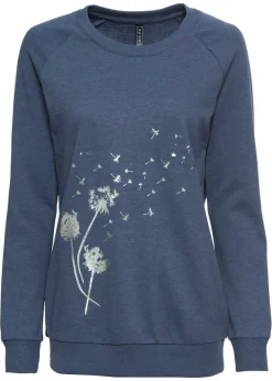 bonprix bonprix Sudadera de mezcla de algodón Índigo jaspeado estampado Hot