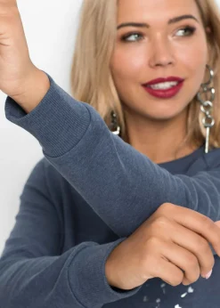 bonprix bonprix Sudadera de mezcla de algodón Índigo jaspeado estampado Hot