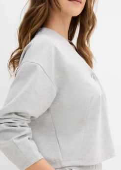 bonprix bonprix Sudadera de mezcla de viscosa gris claro jaspeado moteado Sale