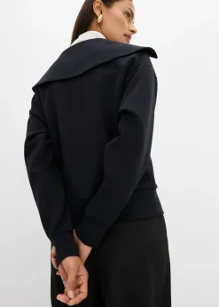 bonprix bonprix Sudadera de mezcla de viscosa con cuello ancho Negro