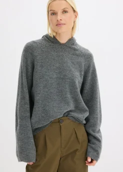 bonprix bonprix Sudadera de punto con capucha Antracita jaspeado Clearance