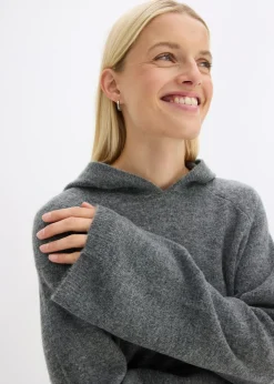 bonprix bonprix Sudadera de punto con capucha Antracita jaspeado Clearance