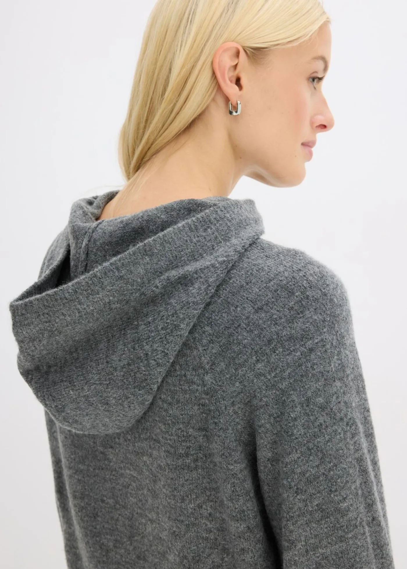 bonprix bonprix Sudadera de punto con capucha Antracita jaspeado Clearance