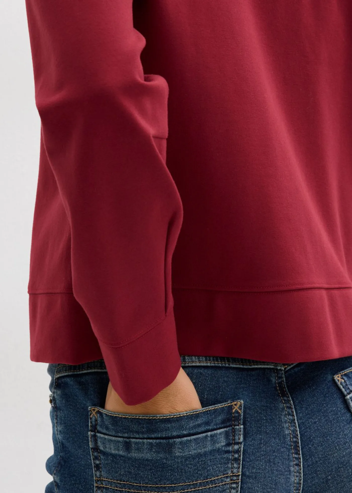 bonprix bonprix Sudadera de Punto di Roma cómoda rojo rubí-blanco Outlet