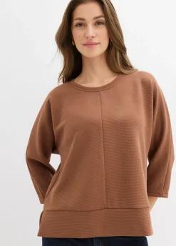 bonprix bonprix Sudadera de tejido estructurado Marrón castaño Online
