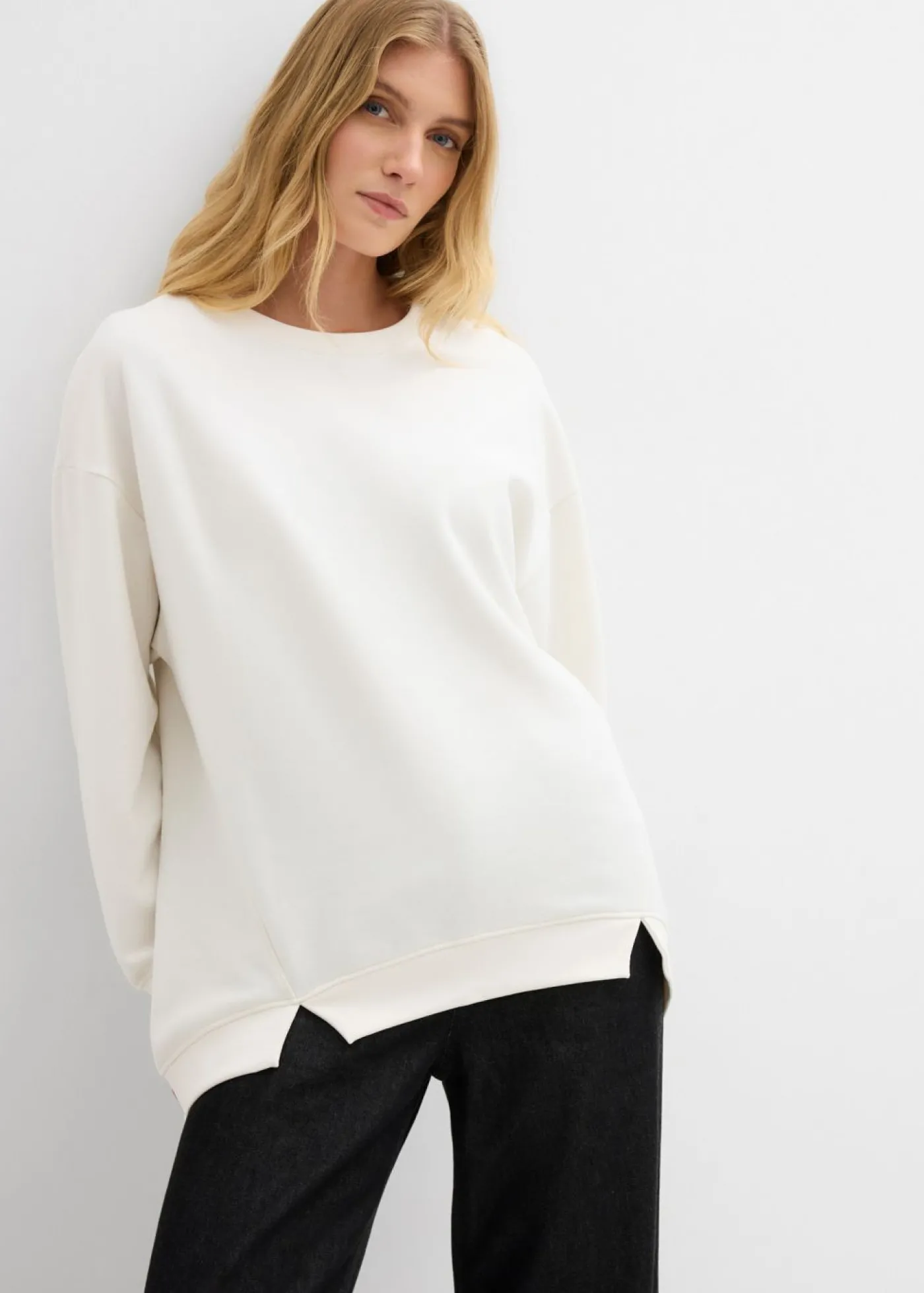 bonprix bonprix Sudadera holgada Blanco lana Outlet