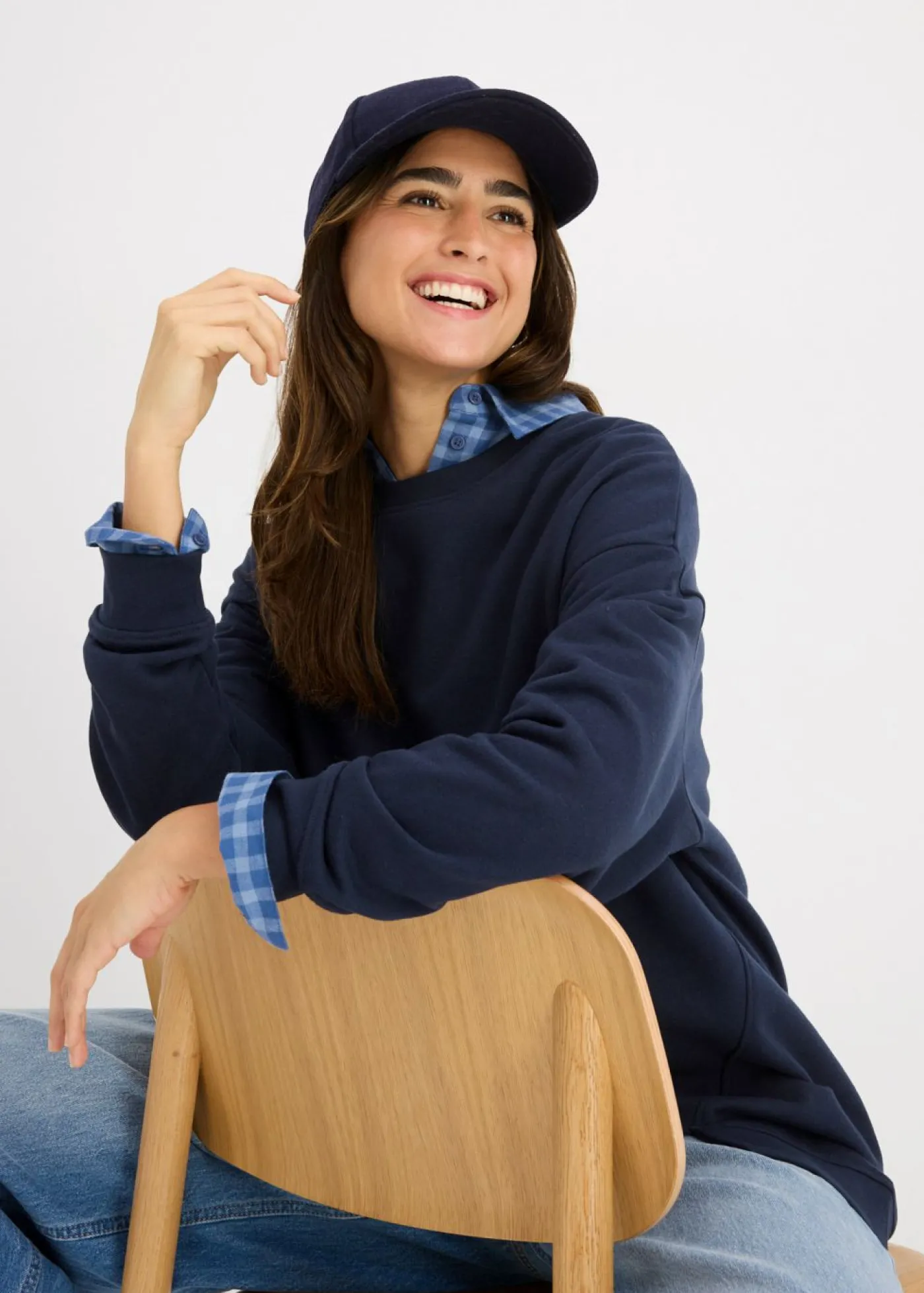 bonprix bonprix Sudadera holgada Azul marino Sale