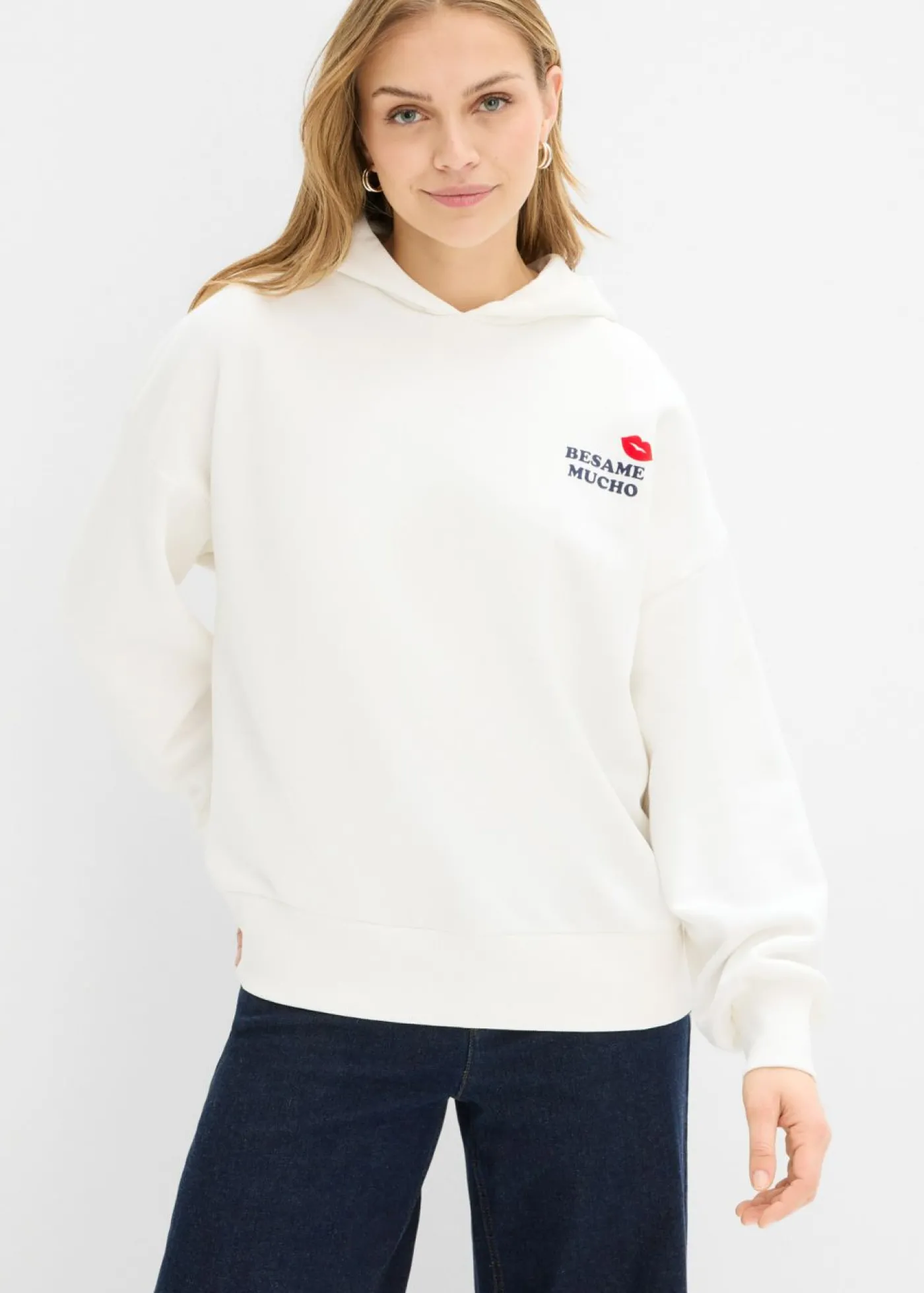 bonprix bonprix Sudadera holgada Blanco lana Sale