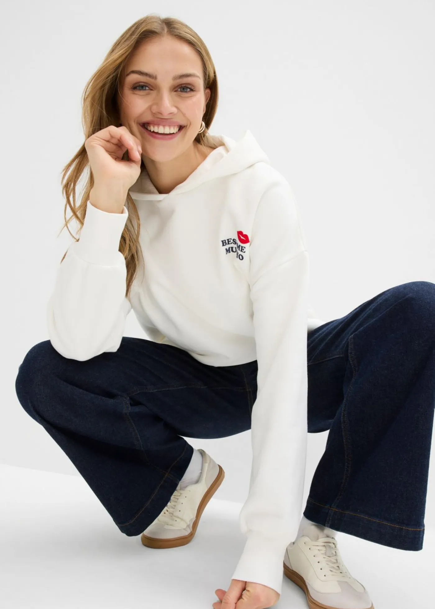 bonprix bonprix Sudadera holgada Blanco lana Sale